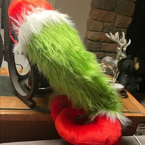 Festive Green and Red Furry grinch feet